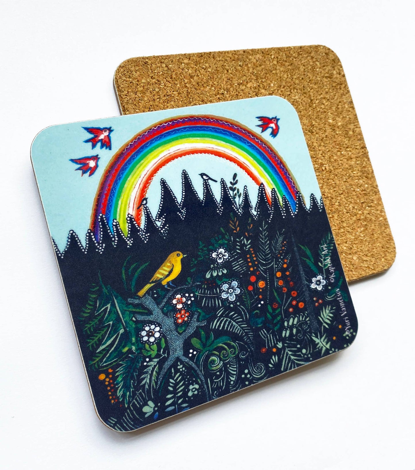 Woodland Rainbow Cork Coaster