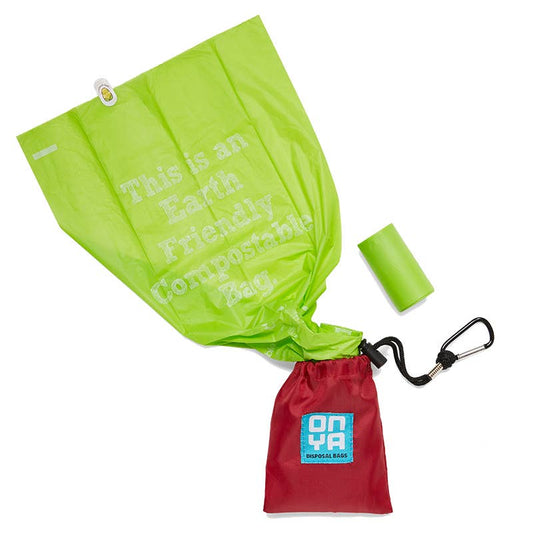 Compostable Dog Waste Bags & Pouch - Chilli Red
