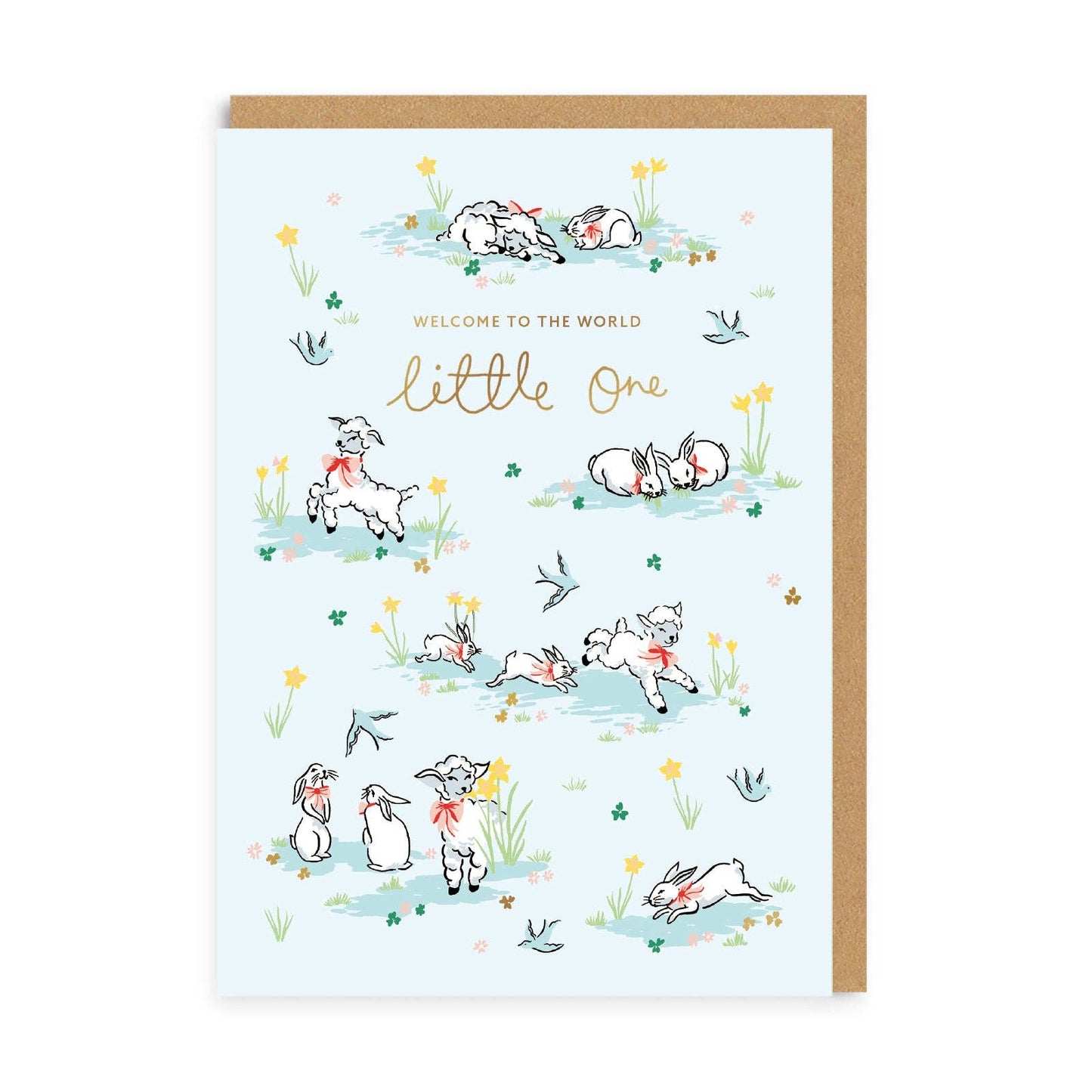 Ohh Deer UK + EU - Hello Little One Lambs Greeting Card
