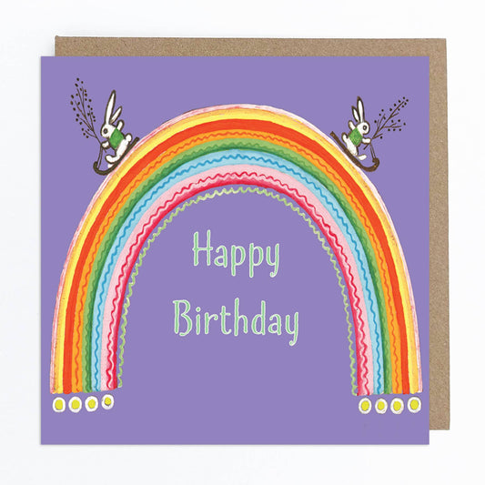 Rainbow Bunnies Birthday Greeting Card