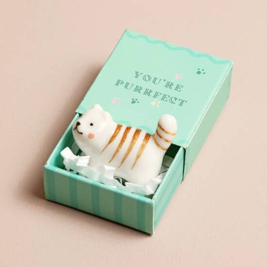 Tiny Matchbox Ceramic Token: Cat