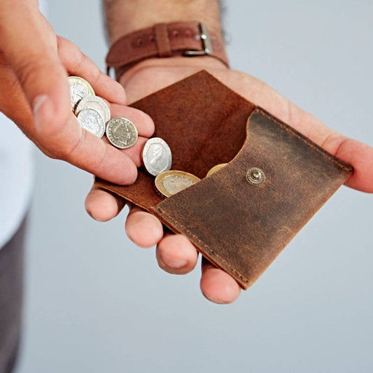 Fair Trade Buffalo Leather Coin Purse - Small Coin Wallet