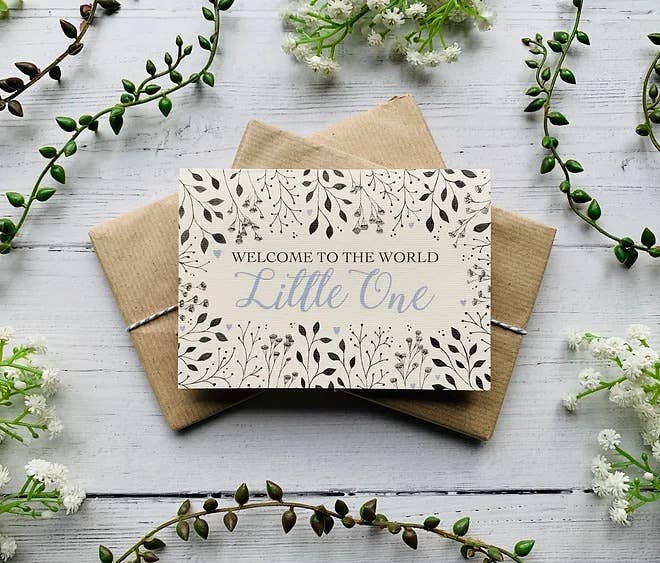 Welcome to the World Little One (Blue) Greeting Card