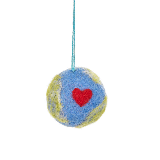 Handmade Felt Love Your Planet Hanging Earth Decoration