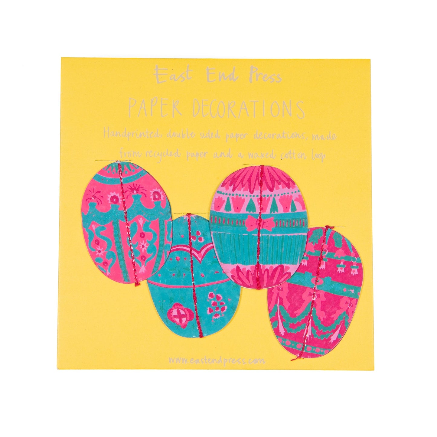 Four Printed Easter Egg Paper Decorations