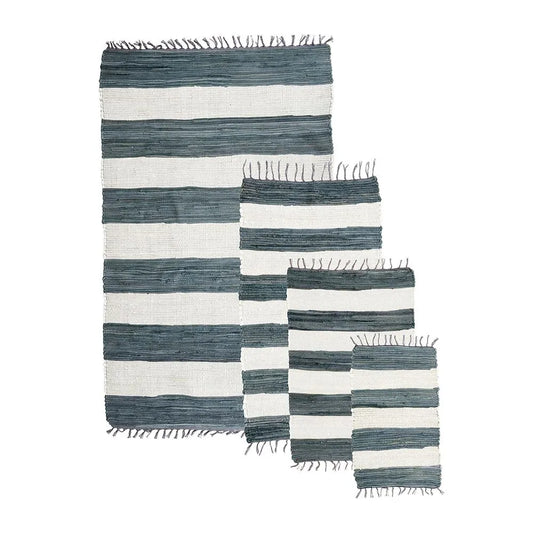 Recycled Cotton Striped Grey Rug - Small