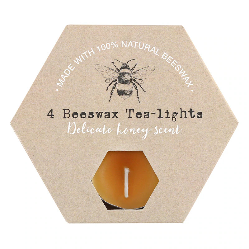 4 beewax tea lights honey