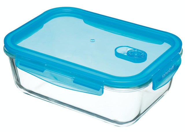 KitchenCraft Pure Seal Glass Storage Container, Rectangular, 1.8 Litres, 23x17x9cm, Labelled