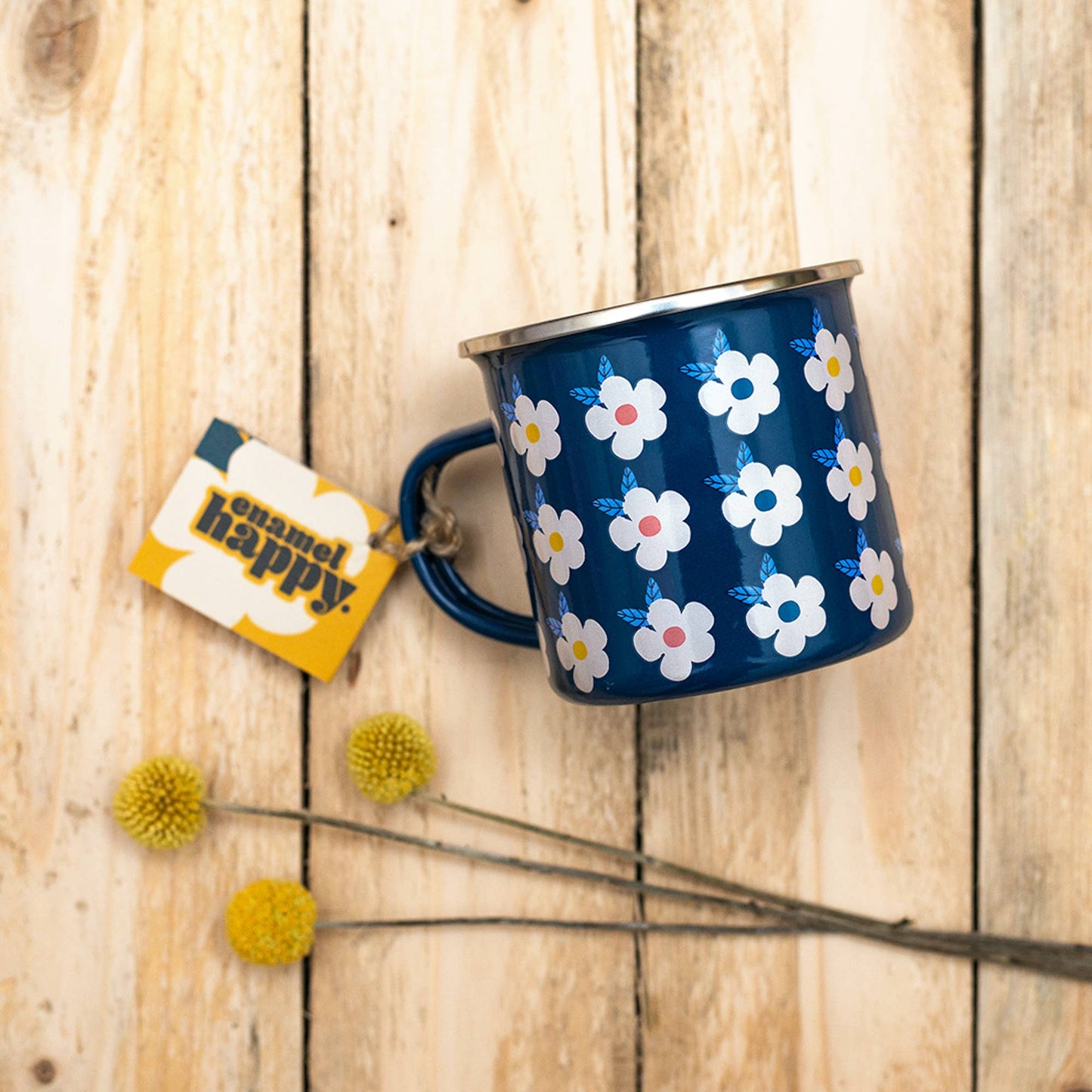 Midnight Navy Floral Enamel Mug