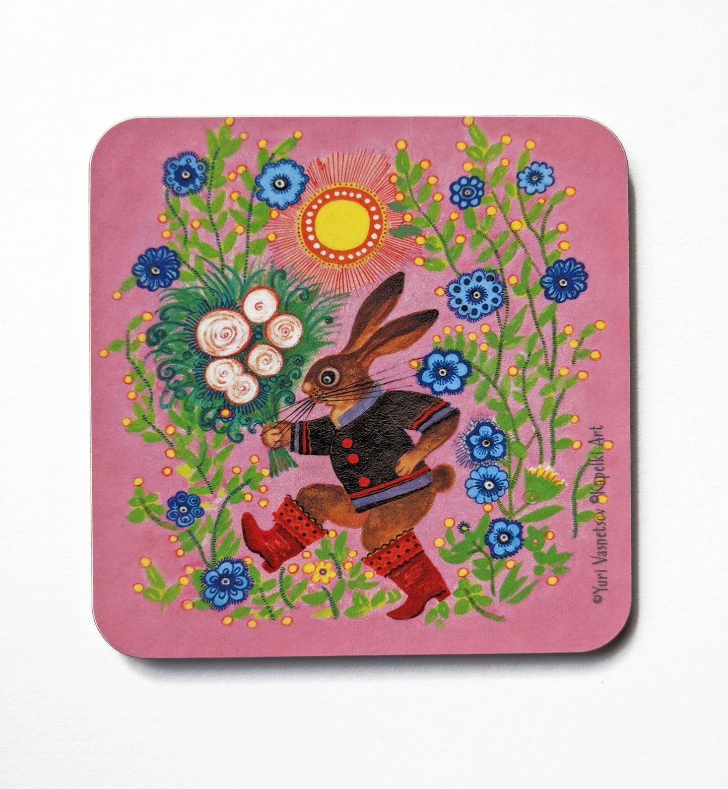 Bunny in Boots Cork Coaster