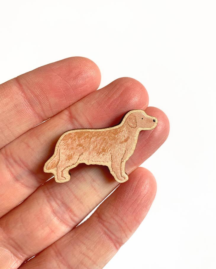 Golden Retriever Wooden Dog Pin