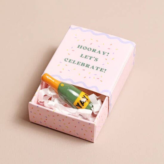 Tiny Matchbox Ceramic Token: Champagne