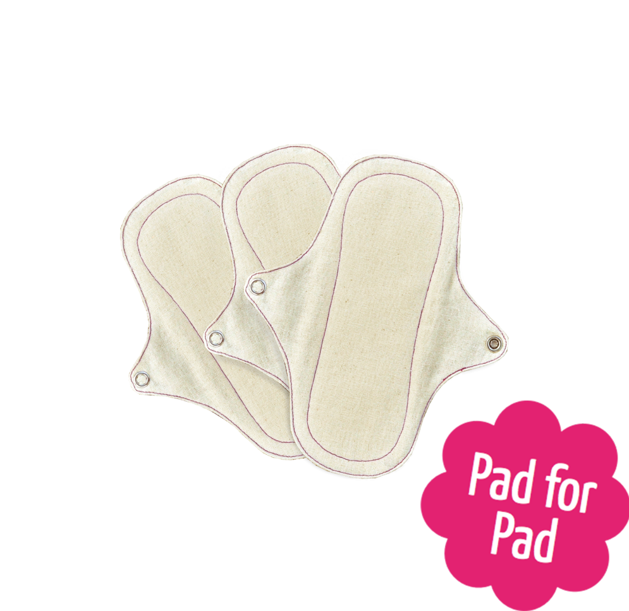 3 Reusable Natural Organic Panty Liners Without PUL
